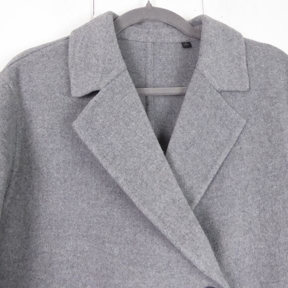 Uniqlo Wool Blend Pea Coat Womens SZ M Double Breasted Button Up Relaxed - Picture 3 of 10